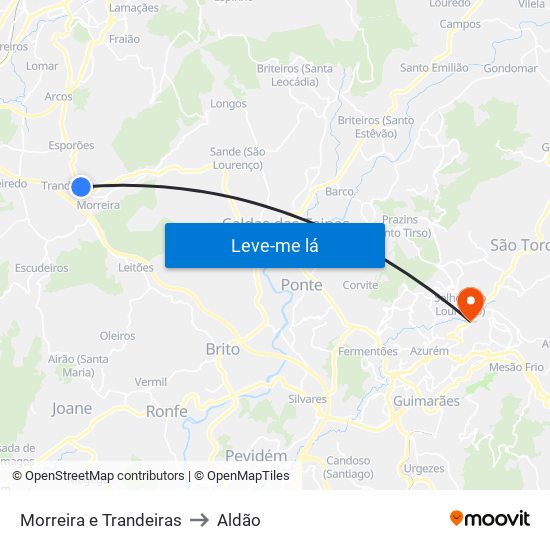 Morreira e Trandeiras to Aldão map