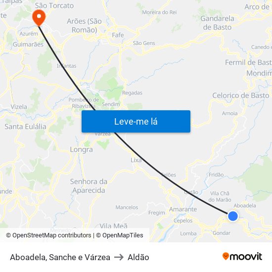 Aboadela, Sanche e Várzea to Aldão map
