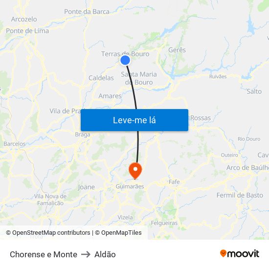 Chorense e Monte to Aldão map