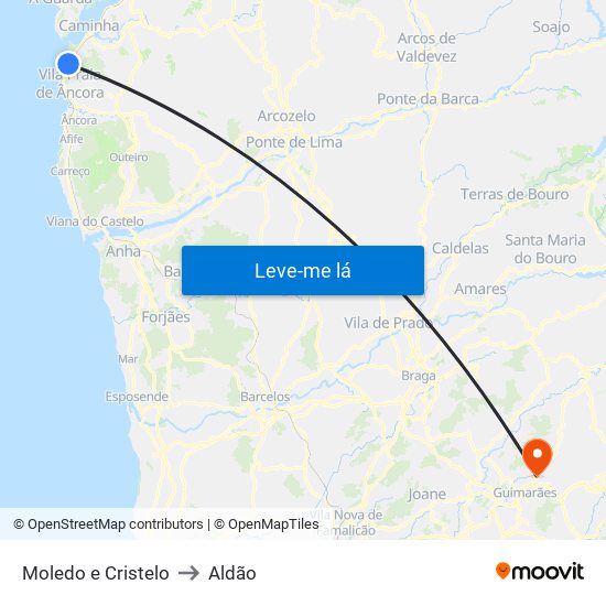 Moledo e Cristelo to Aldão map