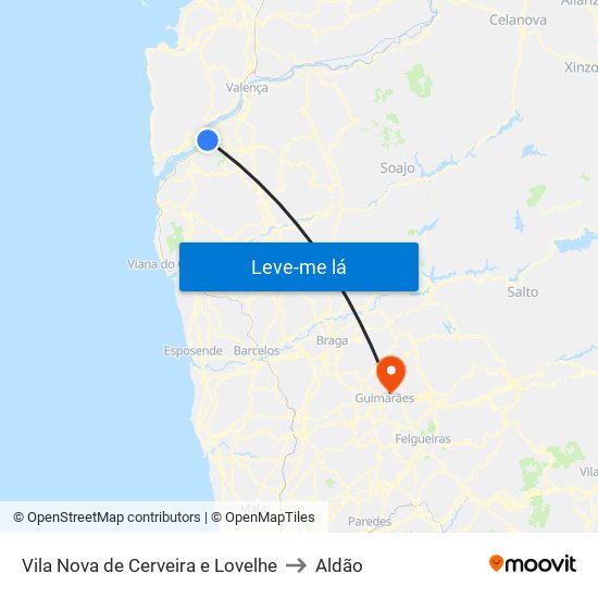 Vila Nova de Cerveira e Lovelhe to Aldão map