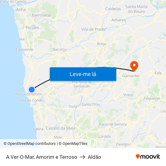 A Ver-O-Mar, Amorim e Terroso to Aldão map