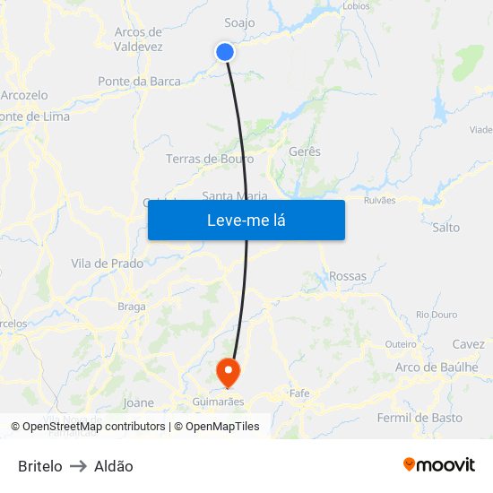 Britelo to Aldão map