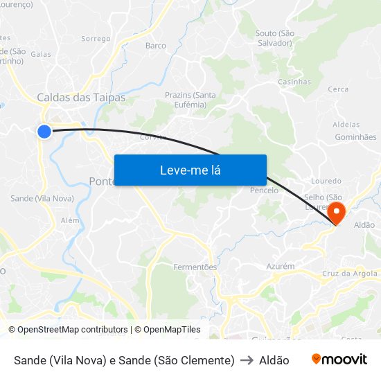 Sande (Vila Nova) e Sande (São Clemente) to Aldão map