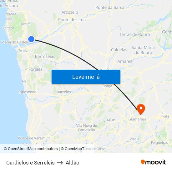 Cardielos e Serreleis to Aldão map