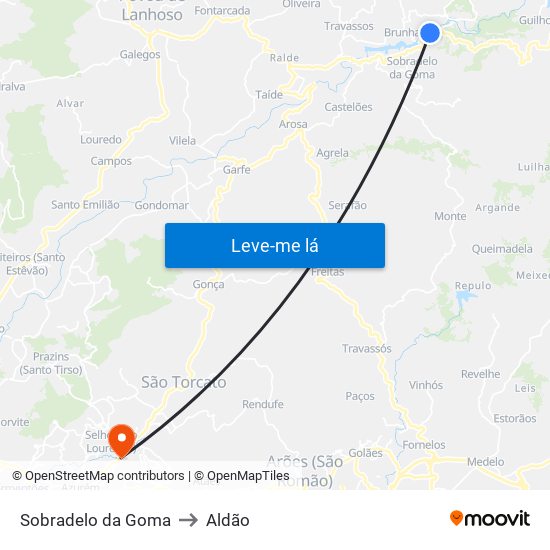 Sobradelo da Goma to Aldão map