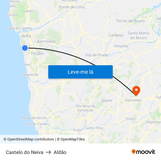 Castelo do Neiva to Aldão map