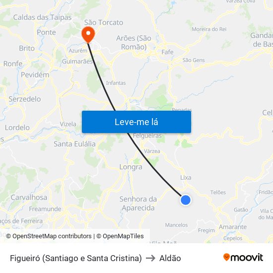 Figueiró (Santiago e Santa Cristina) to Aldão map