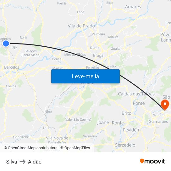 Silva to Aldão map
