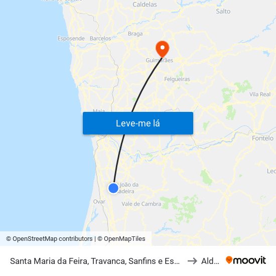 Santa Maria da Feira, Travanca, Sanfins e Espargo to Aldão map