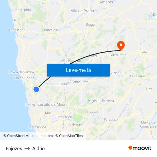 Fajozes to Aldão map