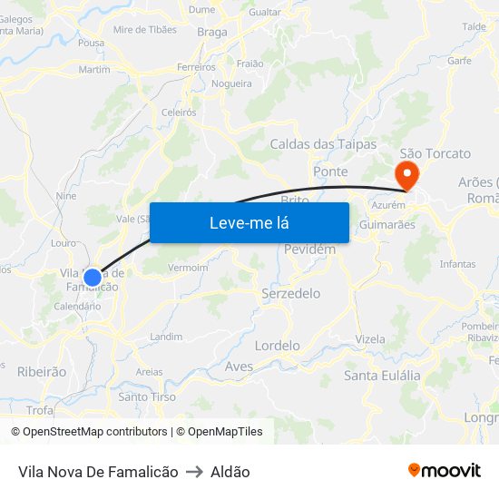 Vila Nova De Famalicão to Aldão map