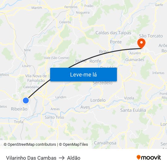 Vilarinho Das Cambas to Aldão map