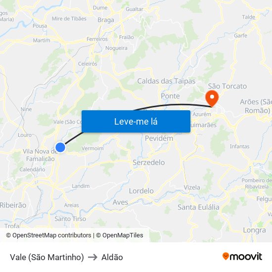 Vale (São Martinho) to Aldão map