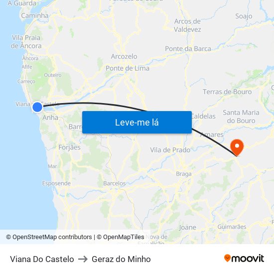 Viana Do Castelo to Geraz do Minho map