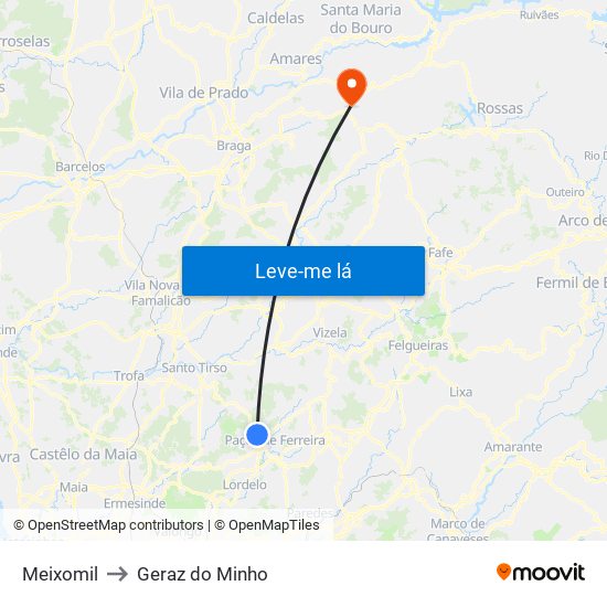Meixomil to Geraz do Minho map