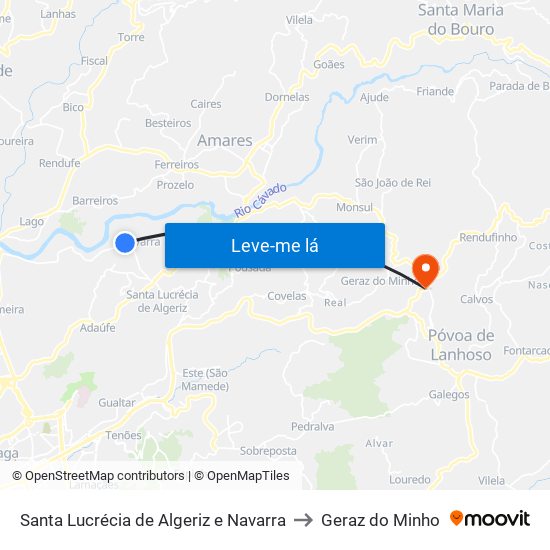 Santa Lucrécia de Algeriz e Navarra to Geraz do Minho map