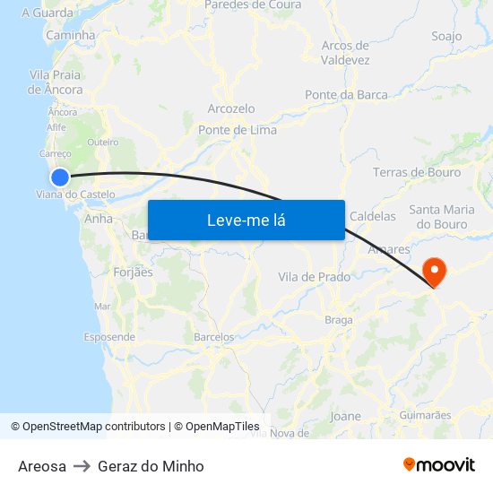 Areosa to Geraz do Minho map