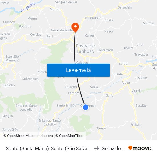 Souto (Santa Maria), Souto (São Salvador) e Gondomar to Geraz do Minho map