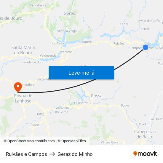 Ruivães e Campos to Geraz do Minho map