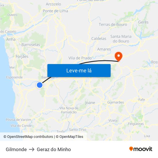 Gilmonde to Geraz do Minho map