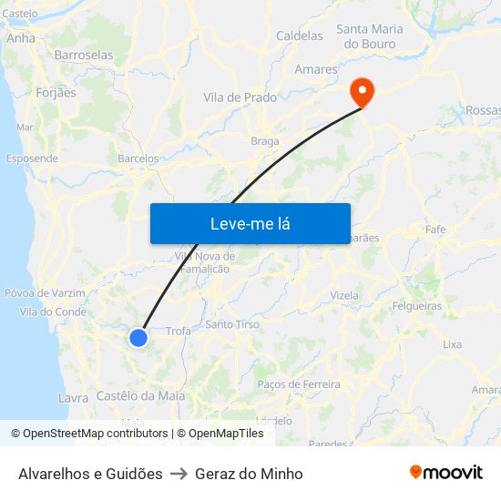 Alvarelhos e Guidões to Geraz do Minho map