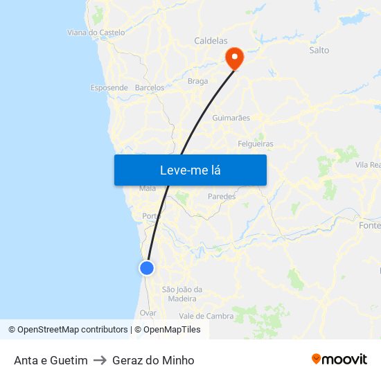 Anta e Guetim to Geraz do Minho map