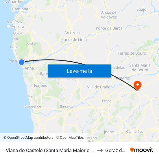 Viana do Castelo (Santa Maria Maior e Monserrate) e Meadela to Geraz do Minho map