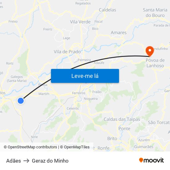 Adães to Geraz do Minho map