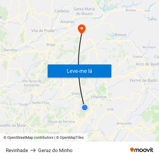 Revinhade to Geraz do Minho map