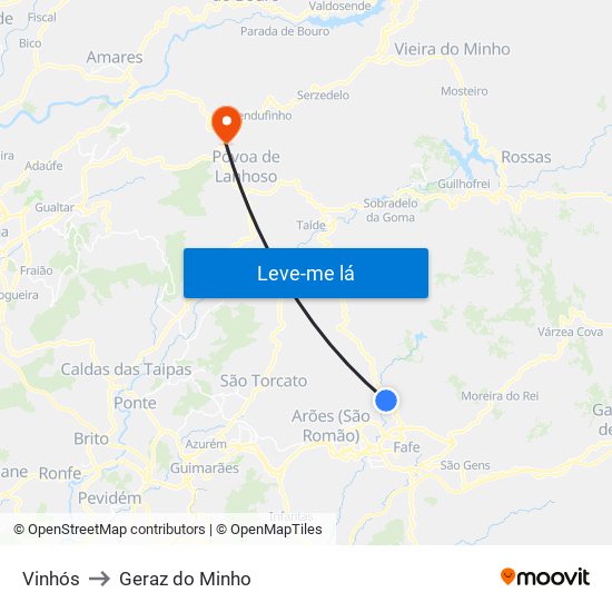 Vinhós to Geraz do Minho map