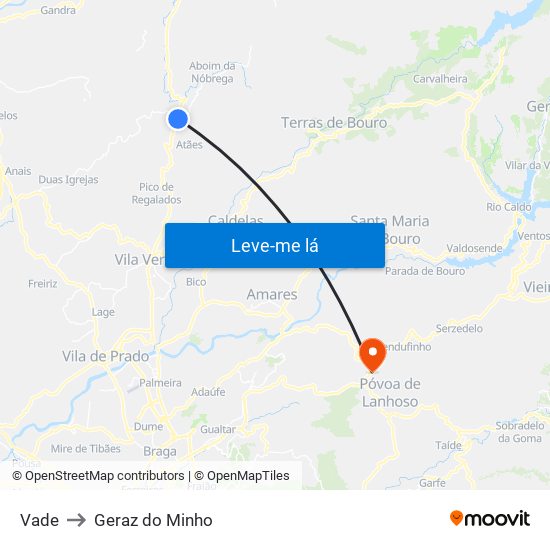 Vade to Geraz do Minho map