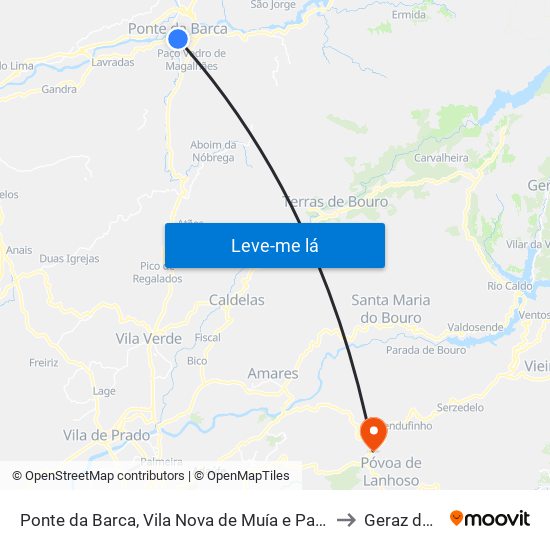 Ponte da Barca, Vila Nova de Muía e Paço Vedro de Magalhães to Geraz do Minho map