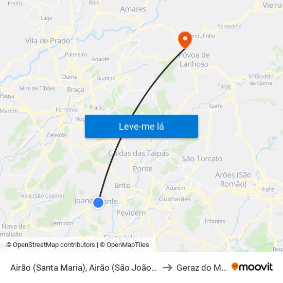 Airão (Santa Maria), Airão (São João) e Vermil to Geraz do Minho map