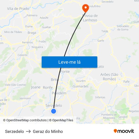 Serzedelo to Geraz do Minho map