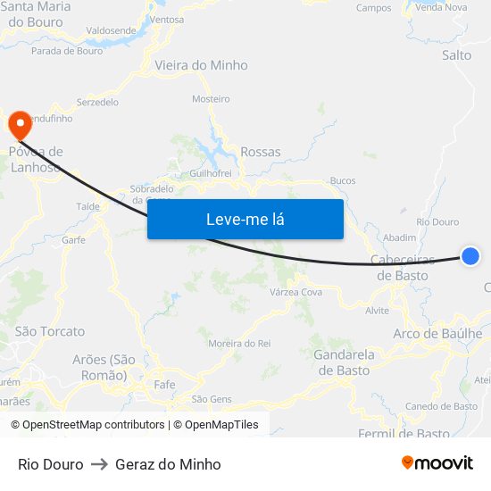 Rio Douro to Geraz do Minho map