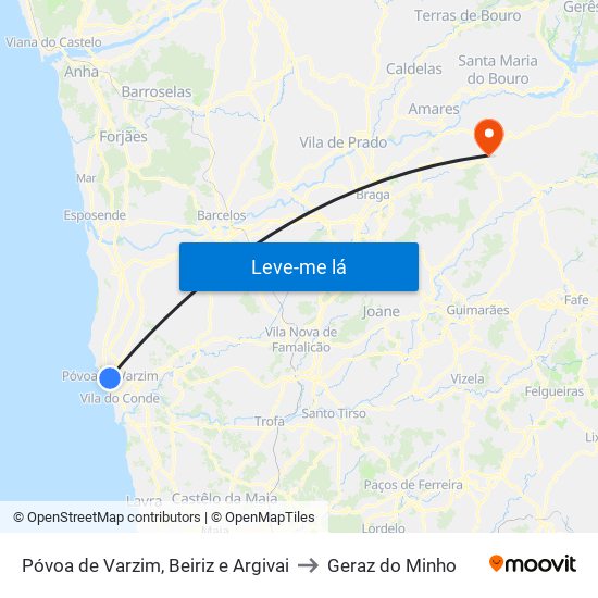 Póvoa de Varzim, Beiriz e Argivai to Geraz do Minho map