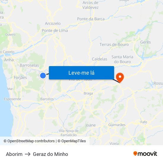 Aborim to Geraz do Minho map