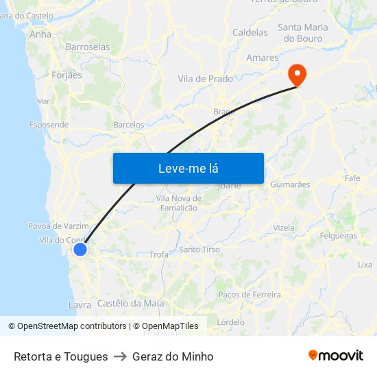 Retorta e Tougues to Geraz do Minho map