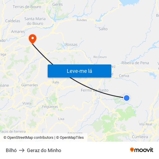 Bilhó to Geraz do Minho map