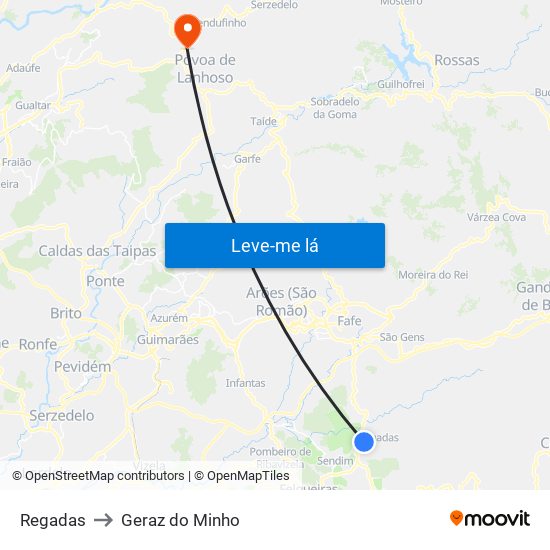 Regadas to Geraz do Minho map