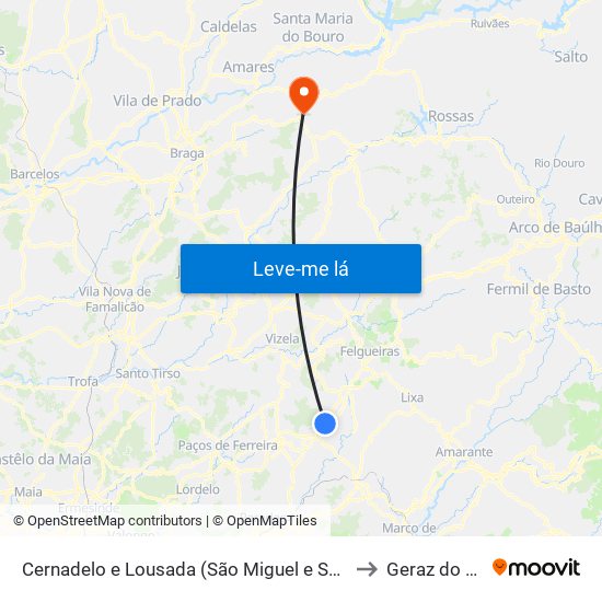 Cernadelo e Lousada (São Miguel e Santa Margarida) to Geraz do Minho map