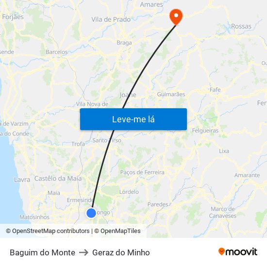 Baguim do Monte to Geraz do Minho map