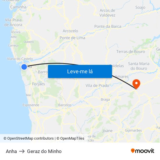Anha to Geraz do Minho map