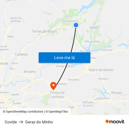 Covide to Geraz do Minho map