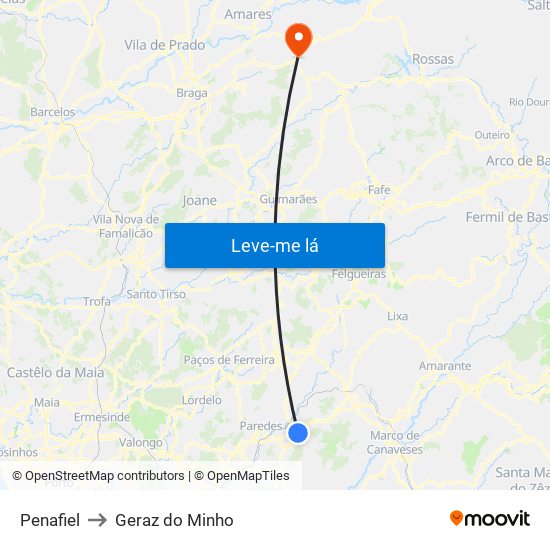 Penafiel to Geraz do Minho map