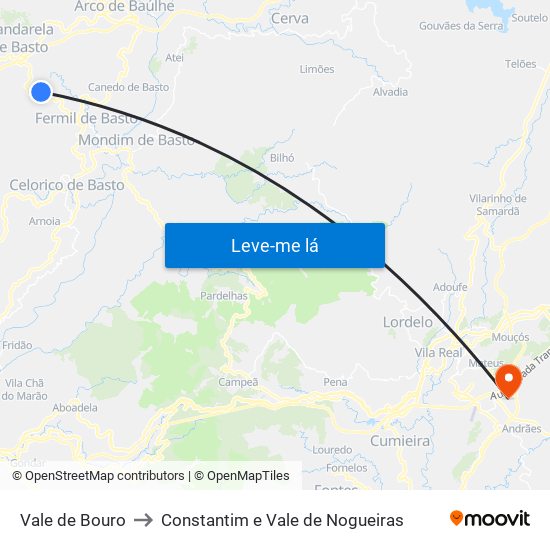 Vale de Bouro to Constantim e Vale de Nogueiras map