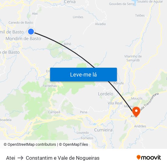 Atei to Constantim e Vale de Nogueiras map