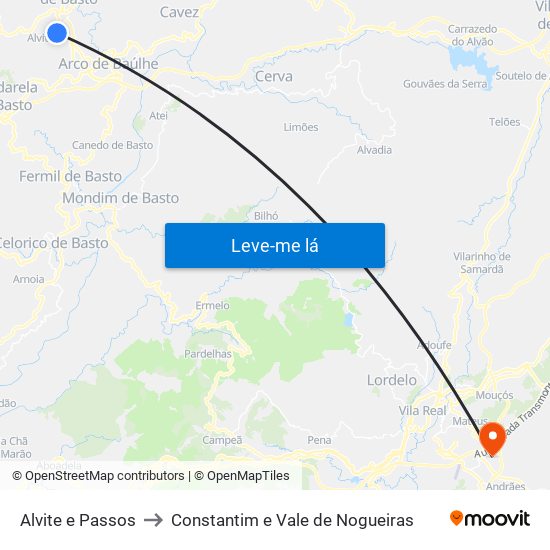 Alvite e Passos to Constantim e Vale de Nogueiras map