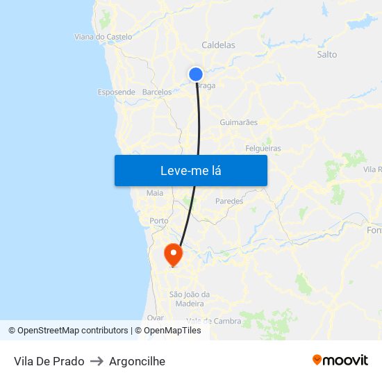 Vila De Prado to Argoncilhe map